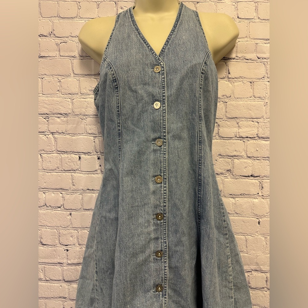 Vintage Y2K Limited Jeans V-Neck Denim Skater Dress Size Small - Picture 2 of 11